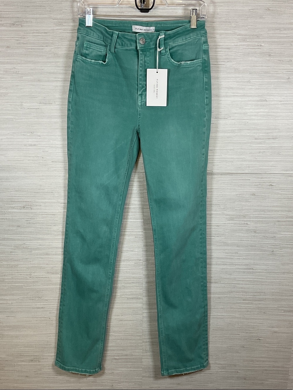 Flying Monkey High Rise Slim Straight Jeans Latino Bay Teal Green NWT 28 - Picture 10 of 10